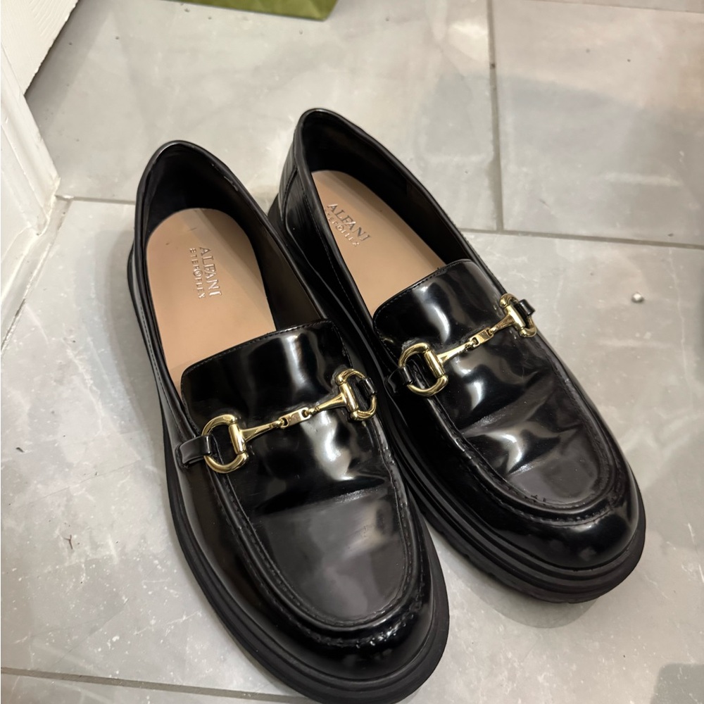 Alfani Women's Black Loafers with Gold Accent
